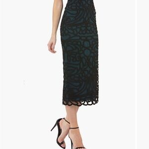 JS Collections Deep Blue Lace Midi Dress